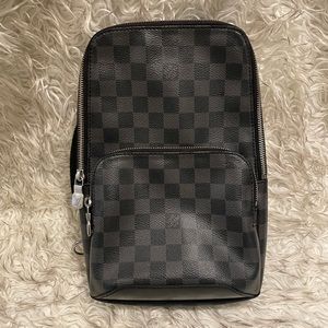 Louis Vuitton Avenue Sling Mens Monogram Bag M45897 VIRGIL Leather Black  Matte